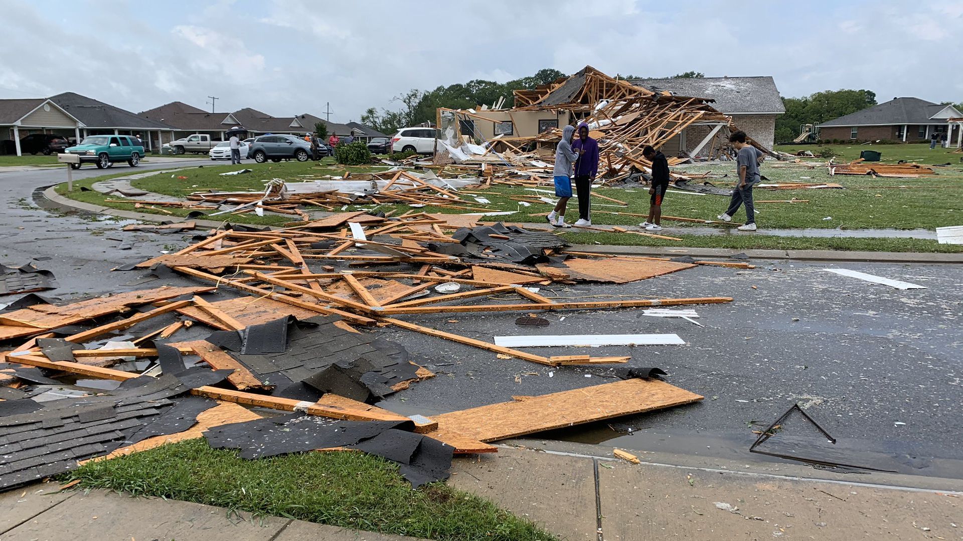 A building razed by the storms in Monroe, Louisiana.