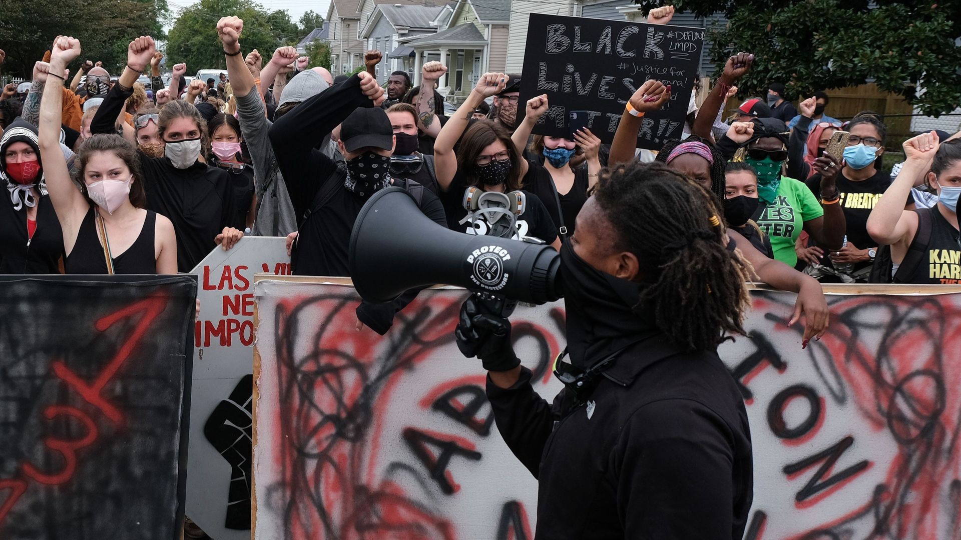 Protesters march in Louisville, Kentucky, on September 23
