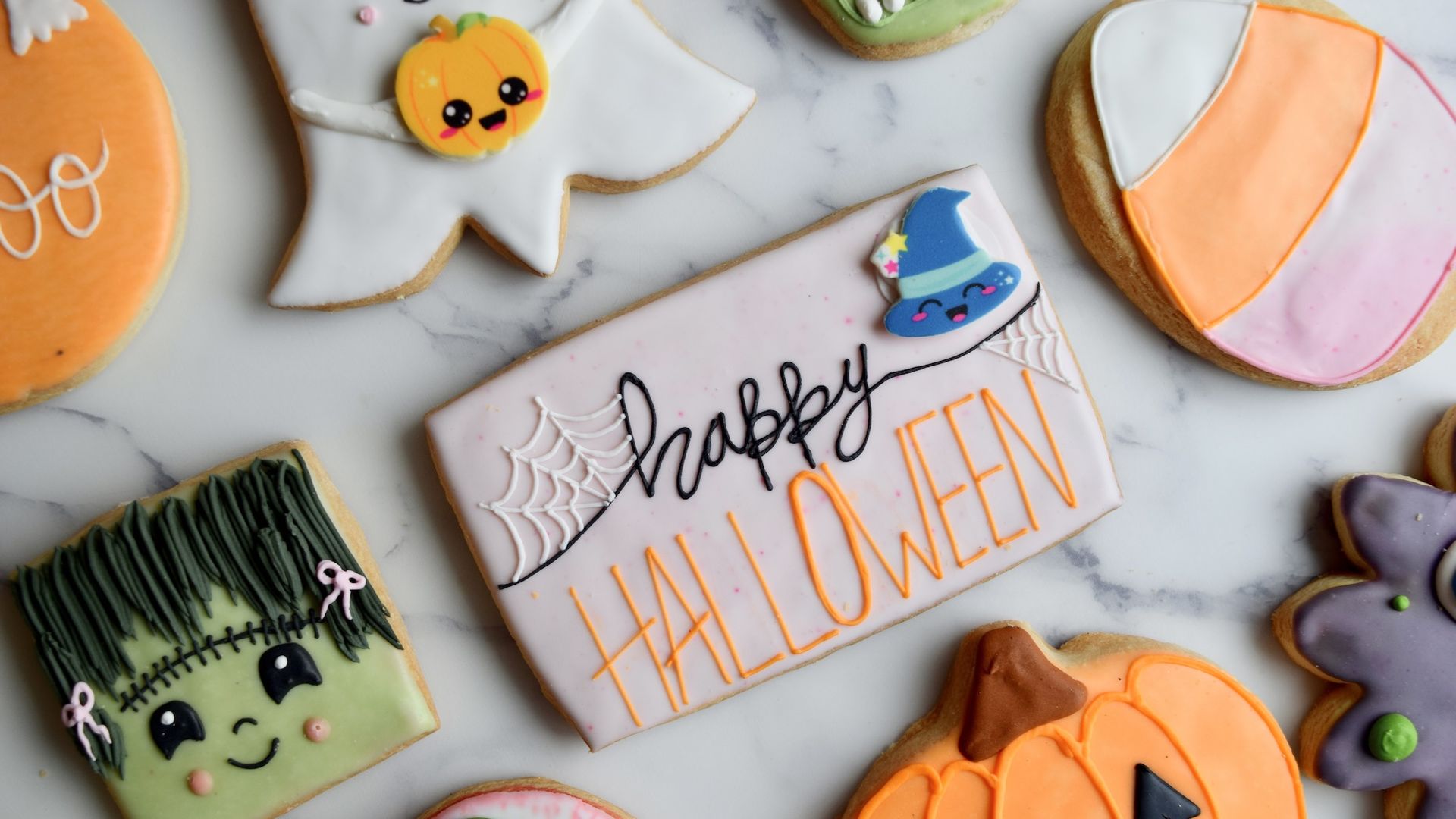 Halloween-themed shaped cookies