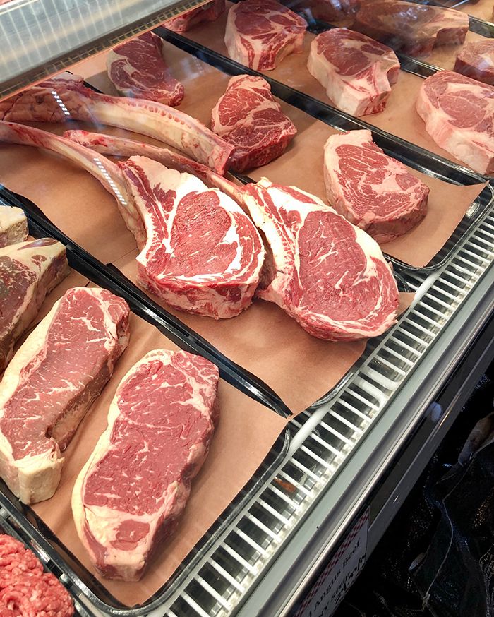steak selection at new york butcher shoppe