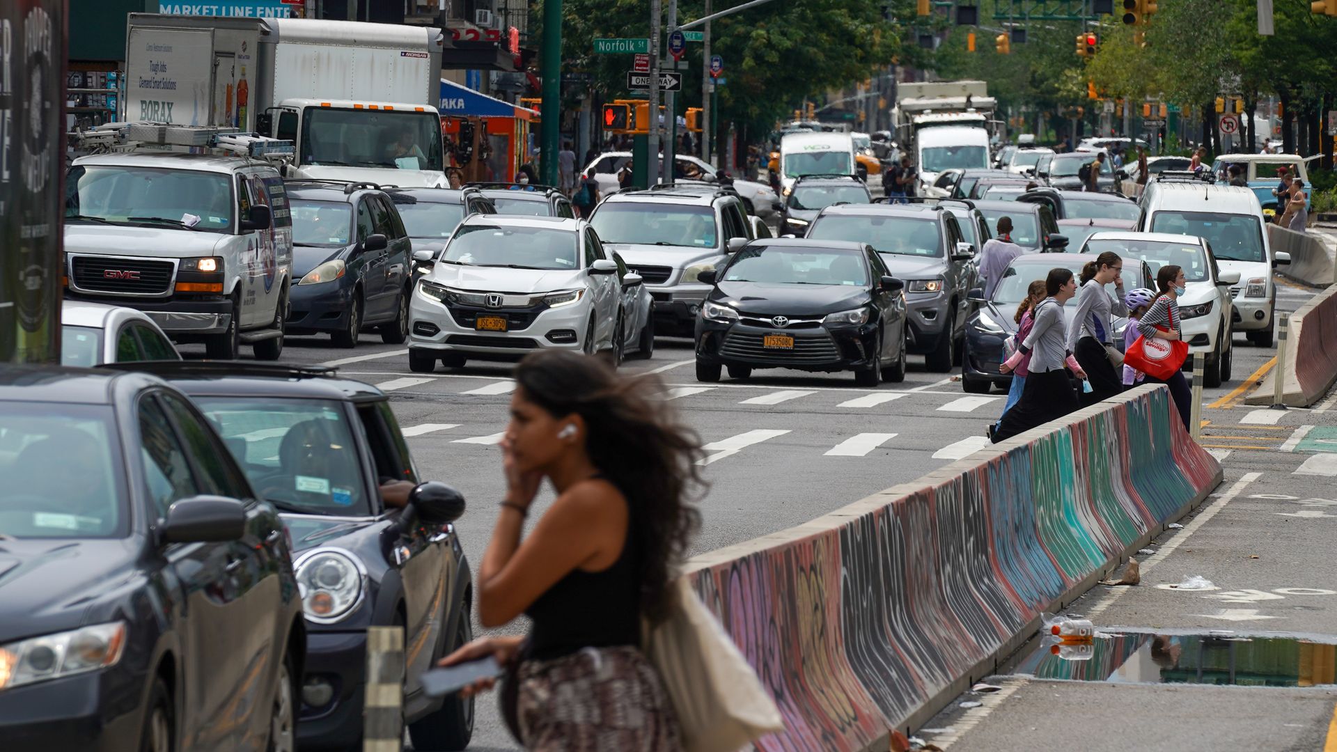Traffic develops ahead of the July 4th weekend in downtown New York, U.S., on Friday, July 2, 2021.