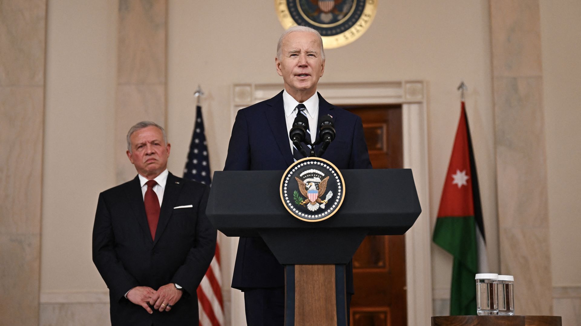President Biden speaks alongside King Jordan Abdullah II. Photo: Jim Watson/AFP via Getty Images