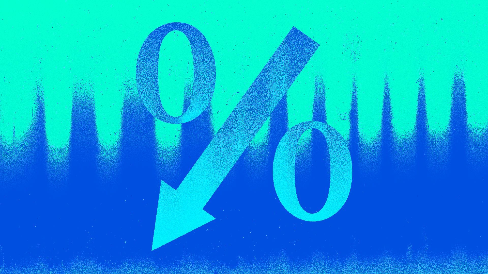 Illustration of a percent sign with a down arrow replacing the slash.