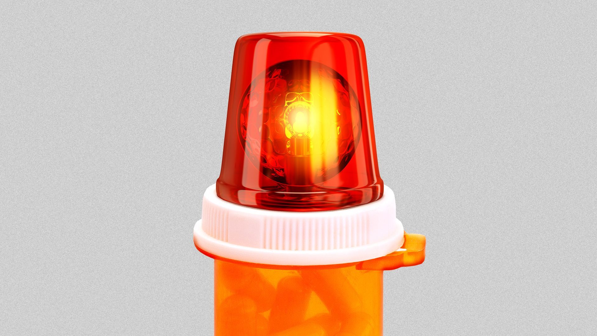 Illustration of prescription pill bottle with a siren as the cap.