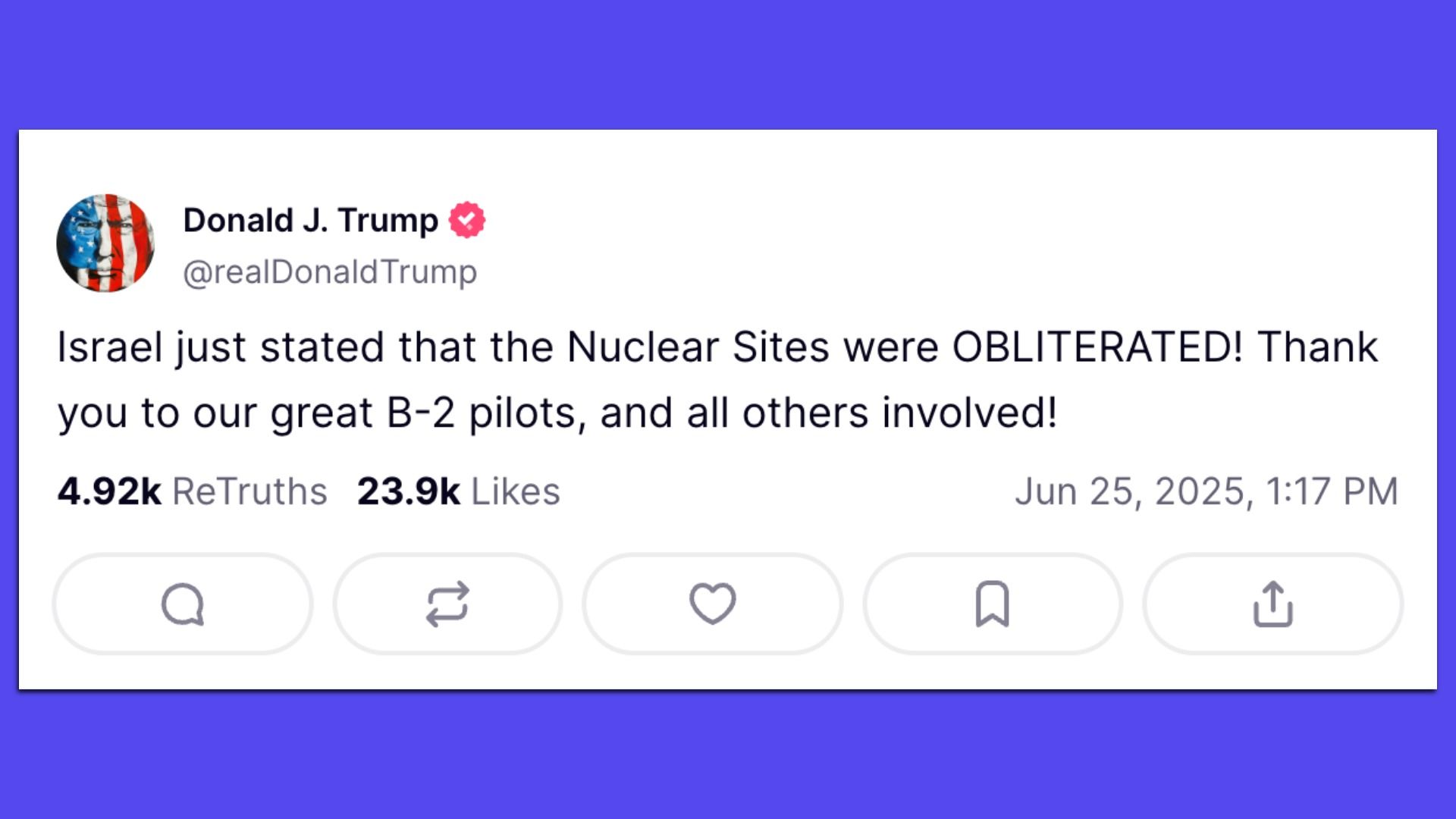 Trump Truth Social post