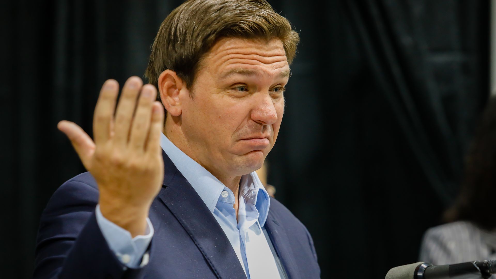 Ron DeSantis, governor of Florida, speaks during a news conference.