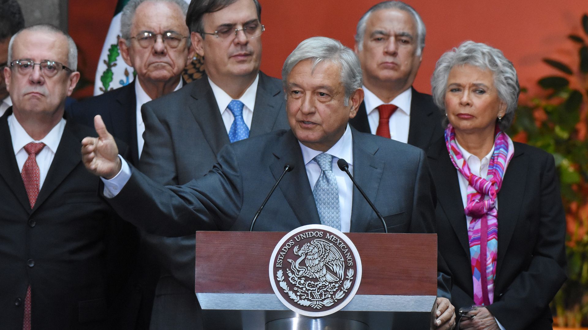 President Elect Andres Manuel Lopez Obrador speaks during a press conference at Palacio Nacional on August 20, 2018 in Mexico City, Mexico. 