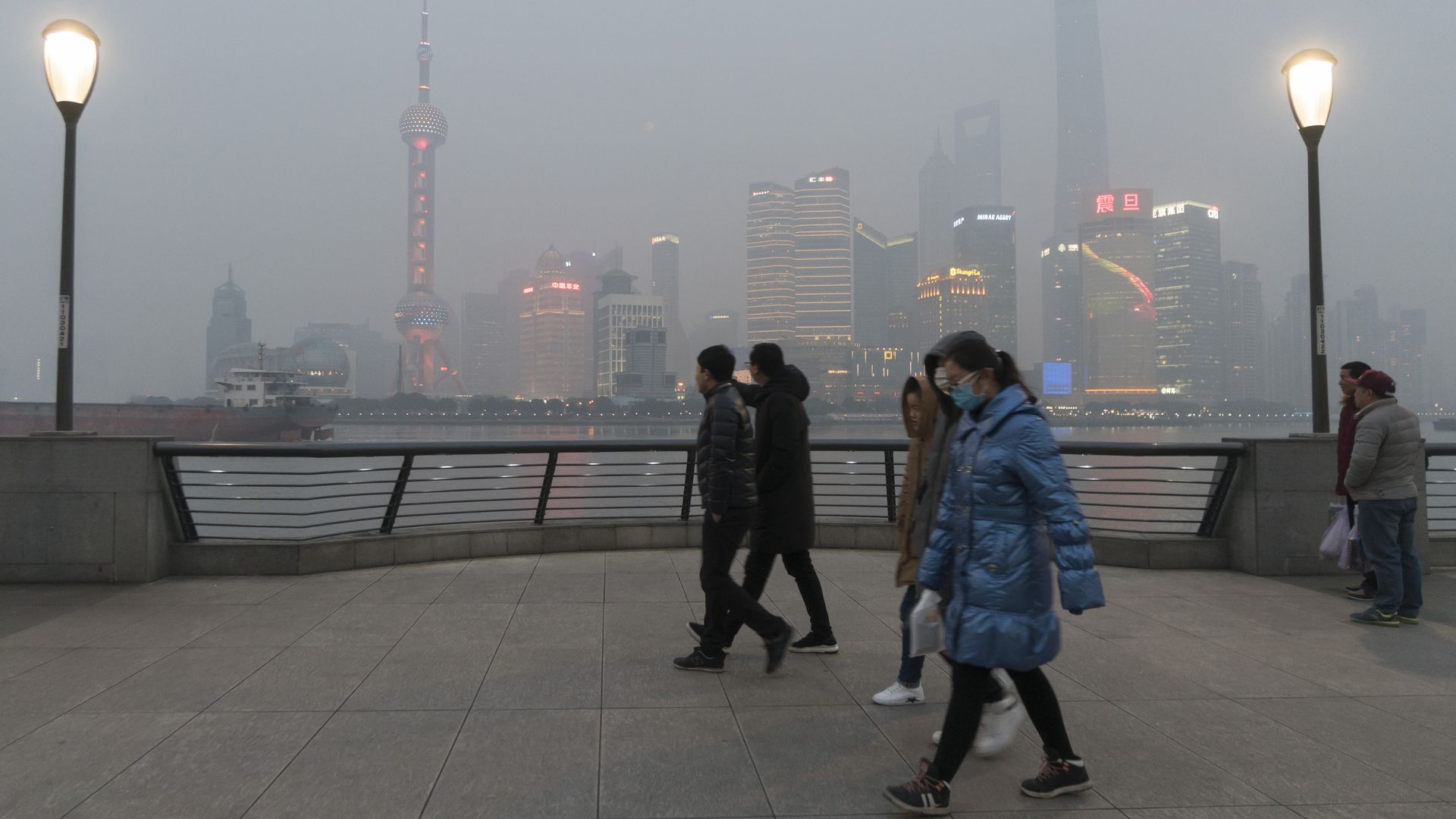 Heavy air pollution in Shanghai on January 30, 2018.