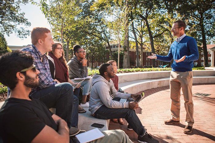 Queens outside classroom
