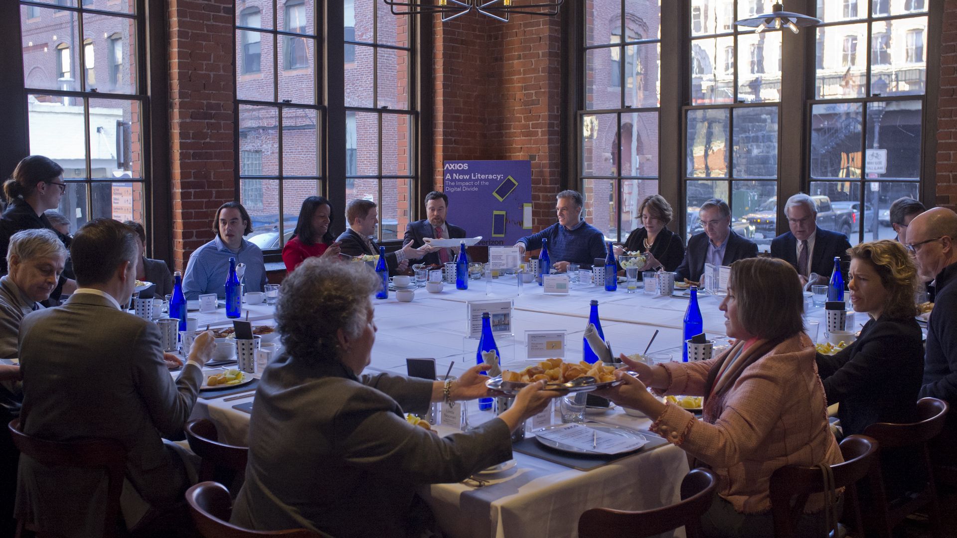 Expert voices live participants pass around food before the conversation begins