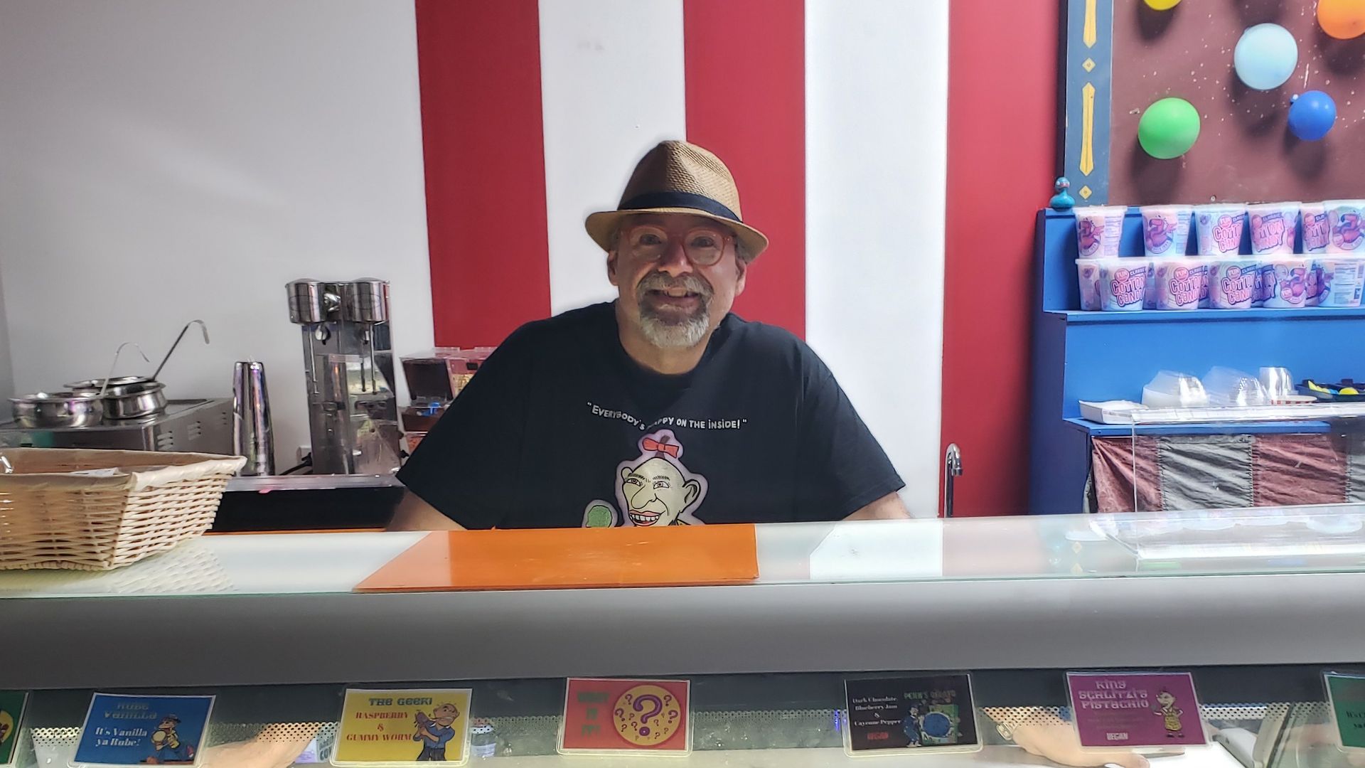 guy behind an ice cream case