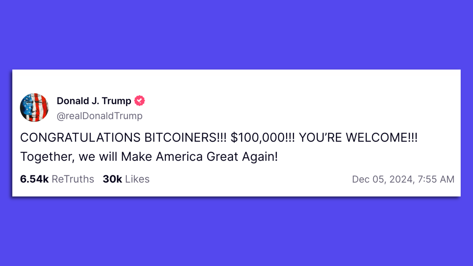 Trump Truth Social post