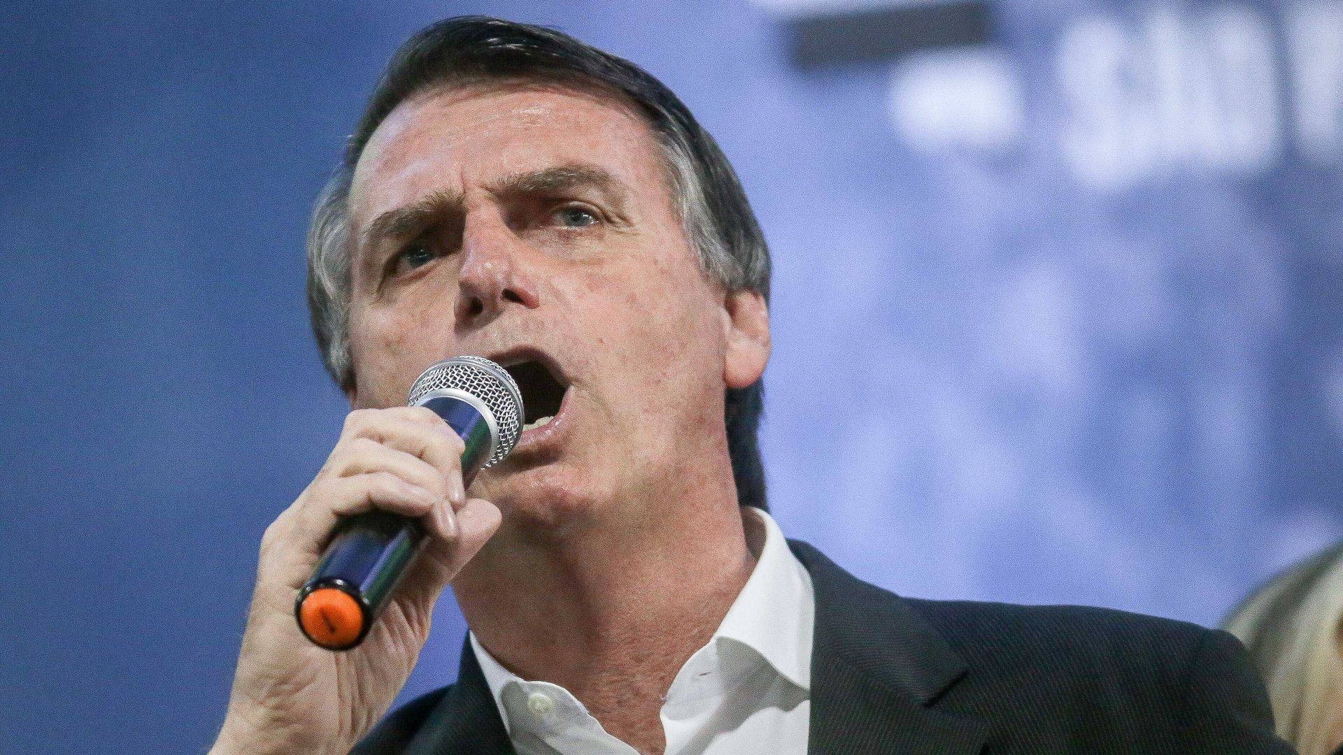 Jair Bolsonaro, Brazilian presidential candidate for the Social Liberal Party, during his political party in Sao Paulo, Brazil, on August 5, 2018.