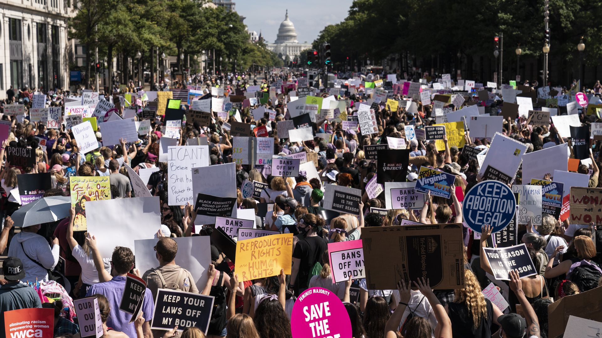 Protesters marching for abortion rights in Washington, D.C., on Oct. 2.