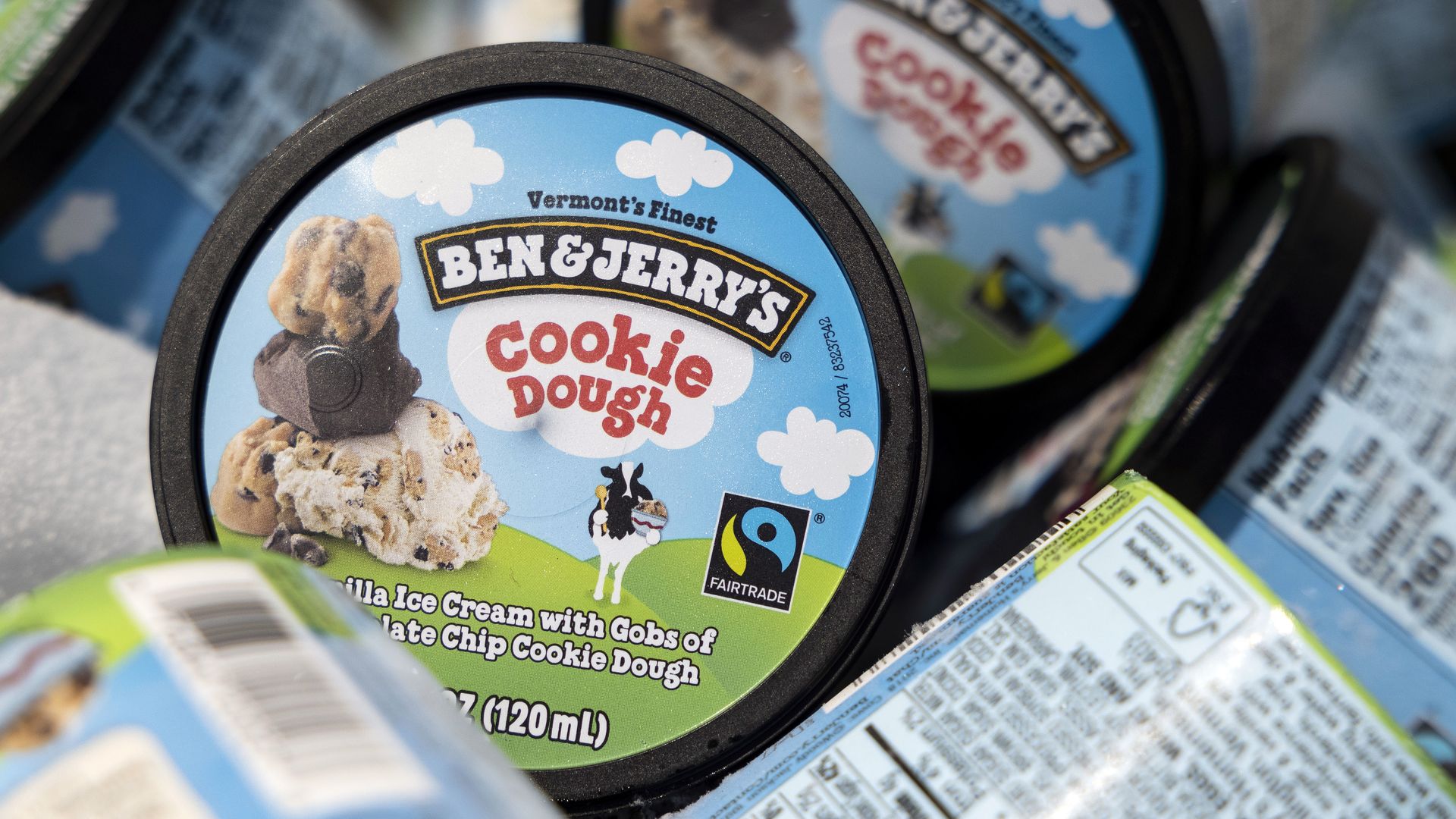 Photo of Ben & Jerry's ice cream cartoons stored together