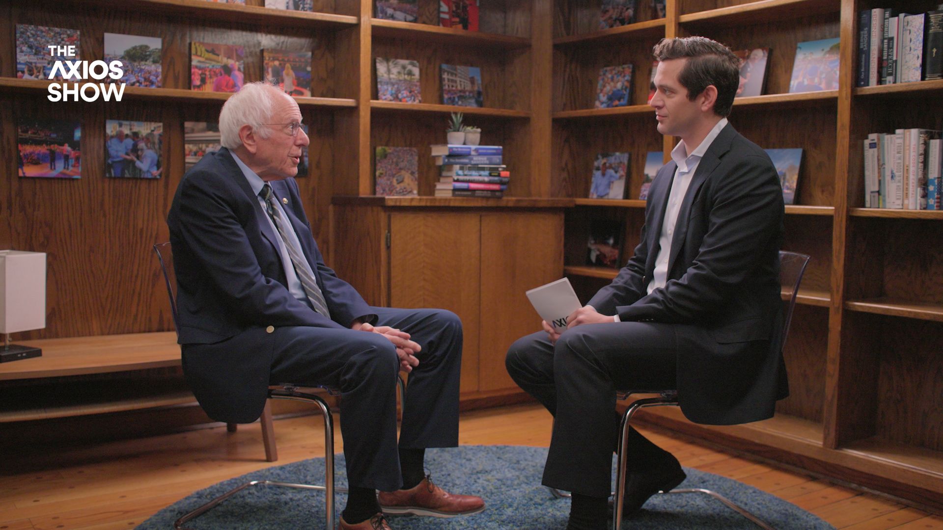 Axios' Alex Thompson interviews Sen. Bernie Sanders (I-Vt.) for "The Axios Show." 