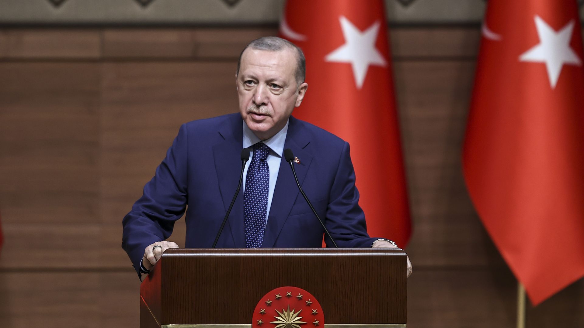 Turkish President Recep Tayyip Erdogan speaking in Ankara on March 18.