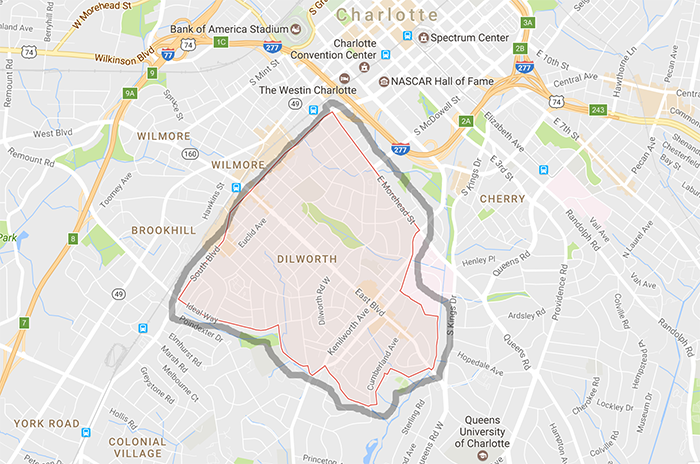 dilworth-charlotte-nc-map