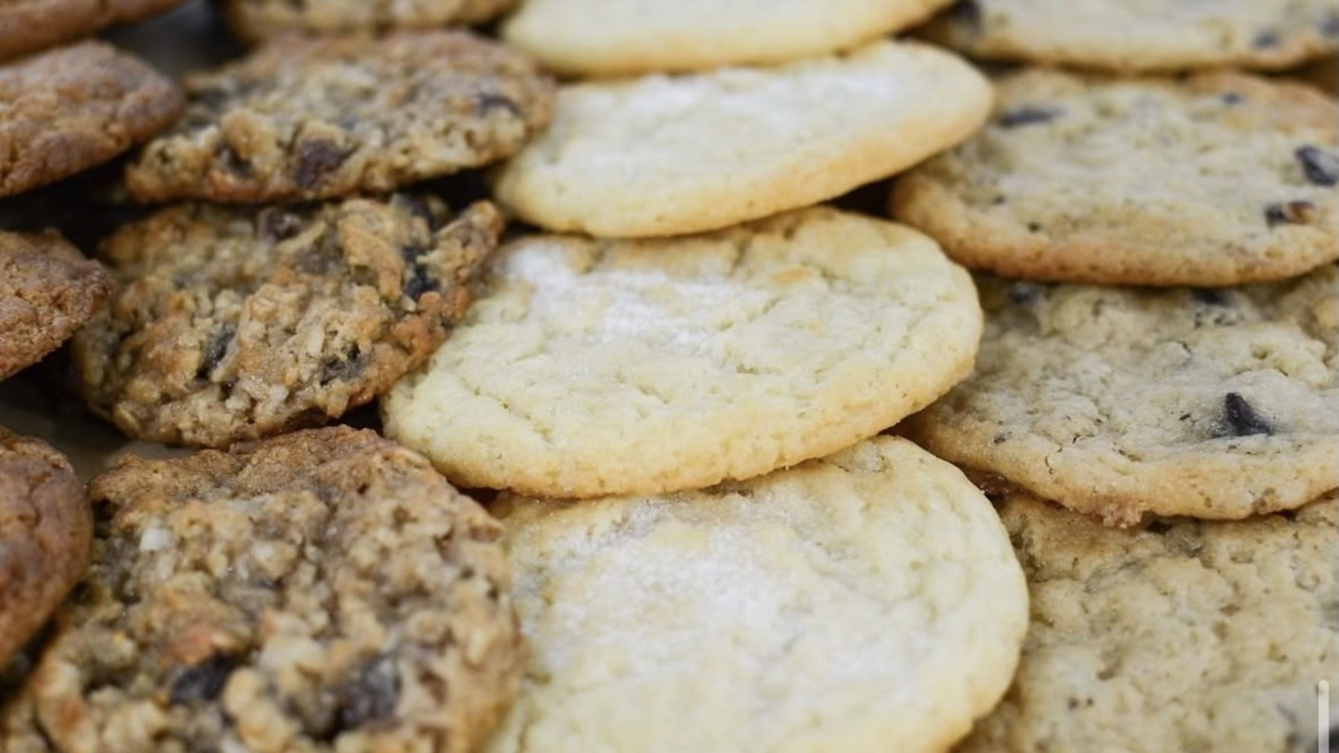 four rows of cookies