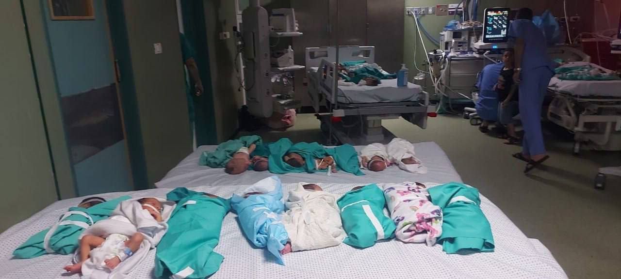 A view of 33 premature babies whose lives are in danger at intensive care unit as the Israeli attacks continue on its 36th day in Gaza City, Gaza on November 11, 2023. 
