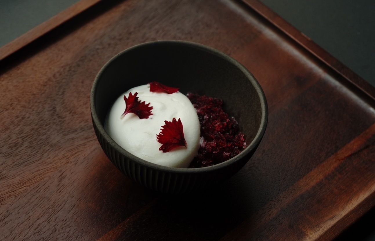 white ice cream with flowers