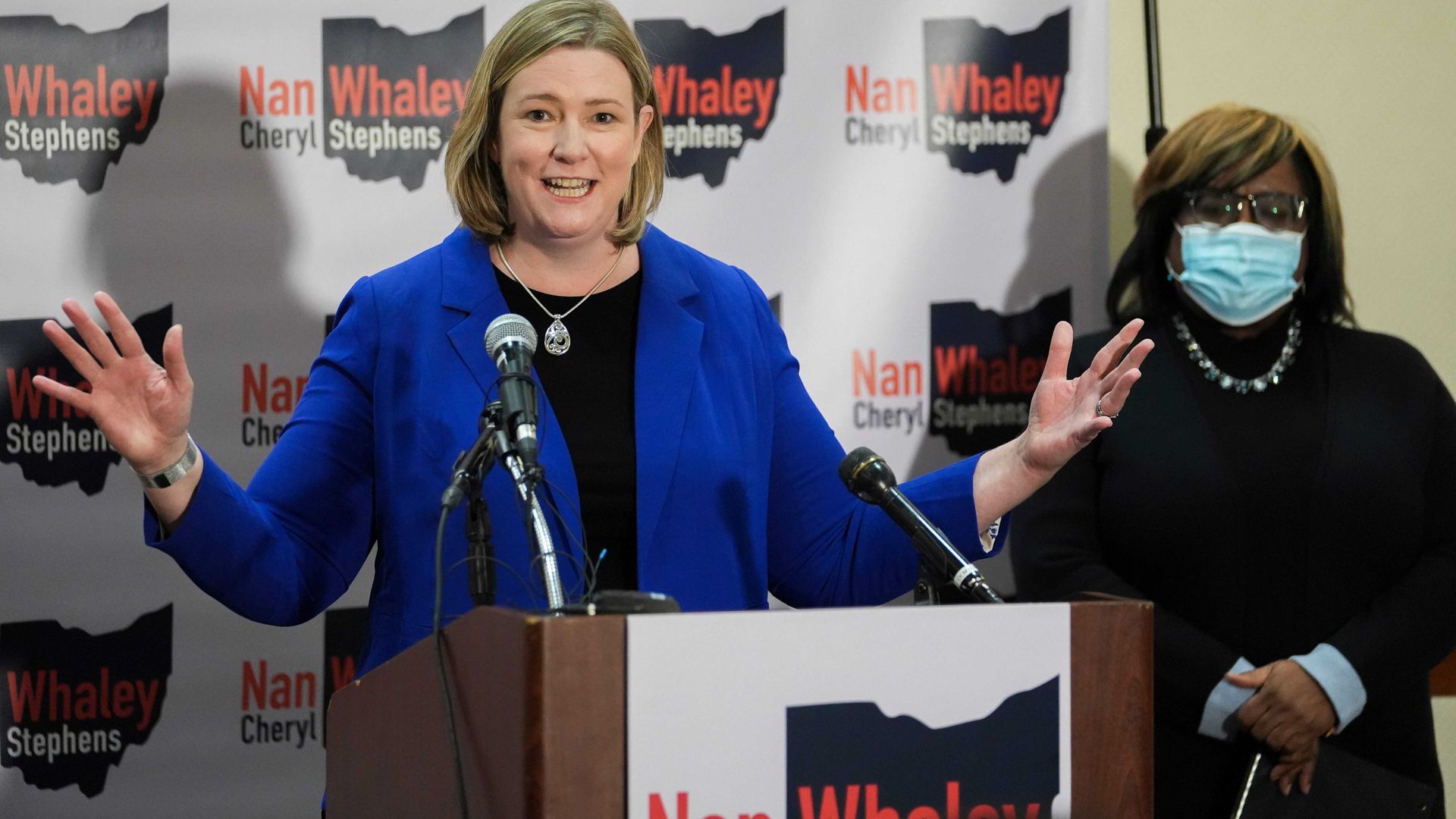 Nan Whaley and Cheryl Stephens, Democratic candidates for governor and lieutenant governor of Ohio, on the campaign trail.