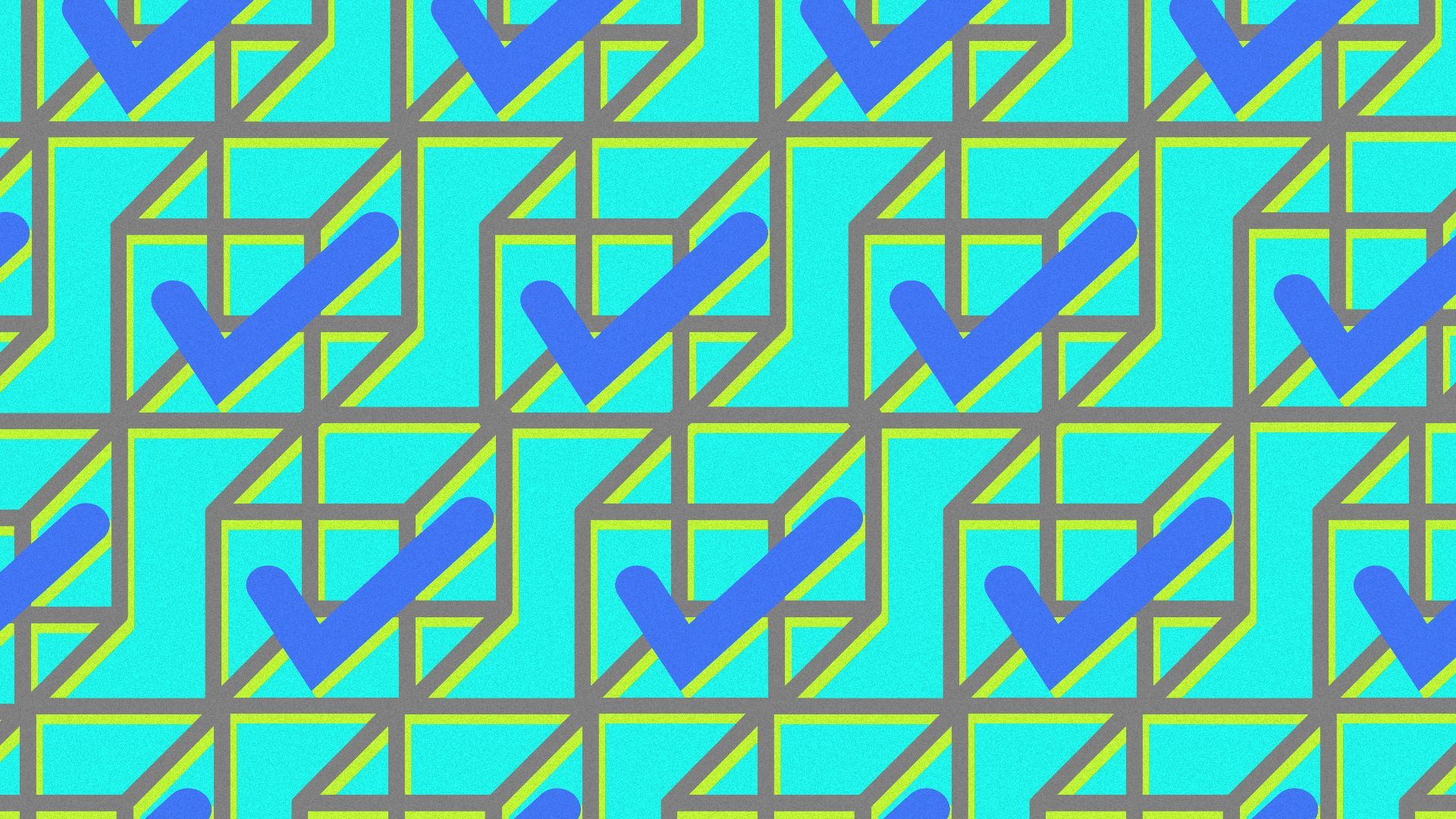 Illustration of a pattern of check marks in connected cubes.