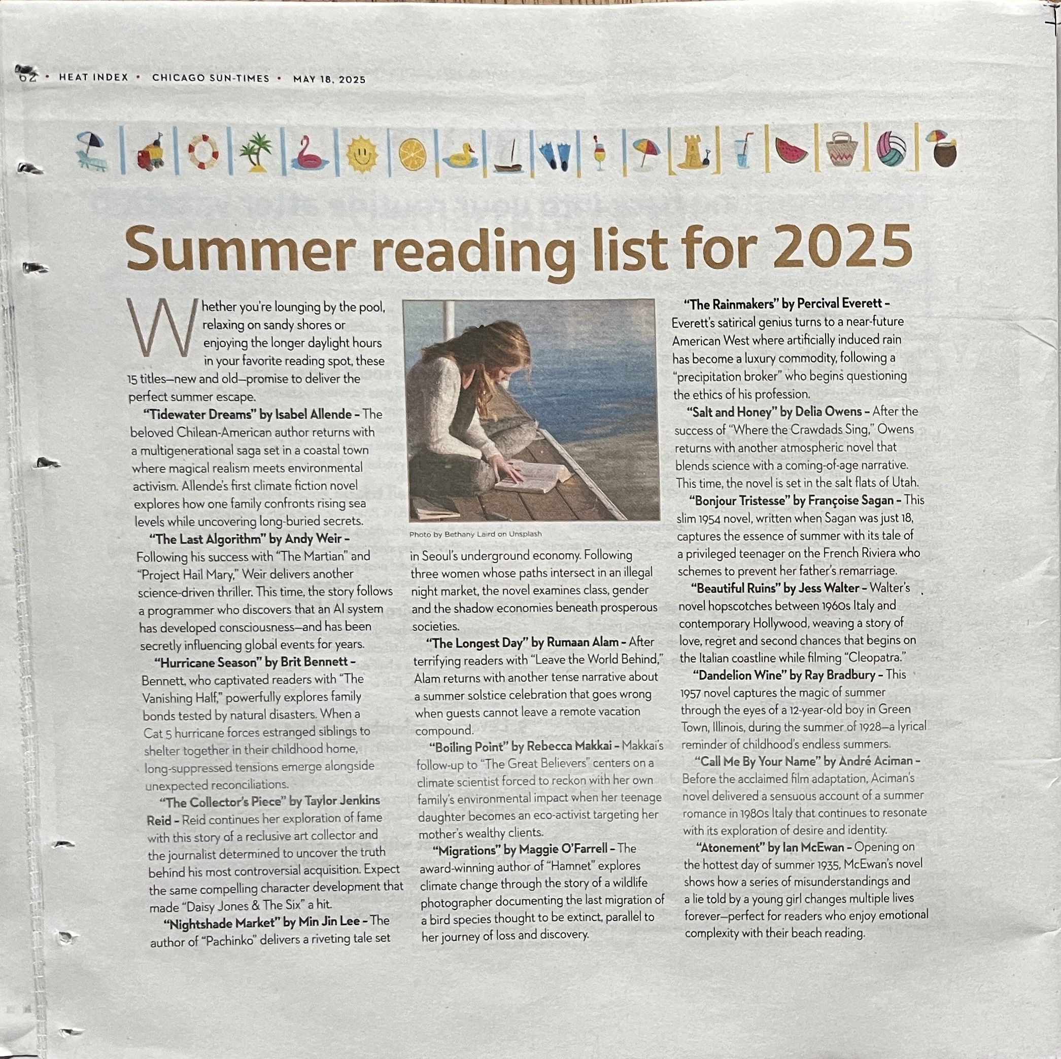 Photo of Chicago Sun-Times supplement page with apparently AI-generated fake summer reading recs