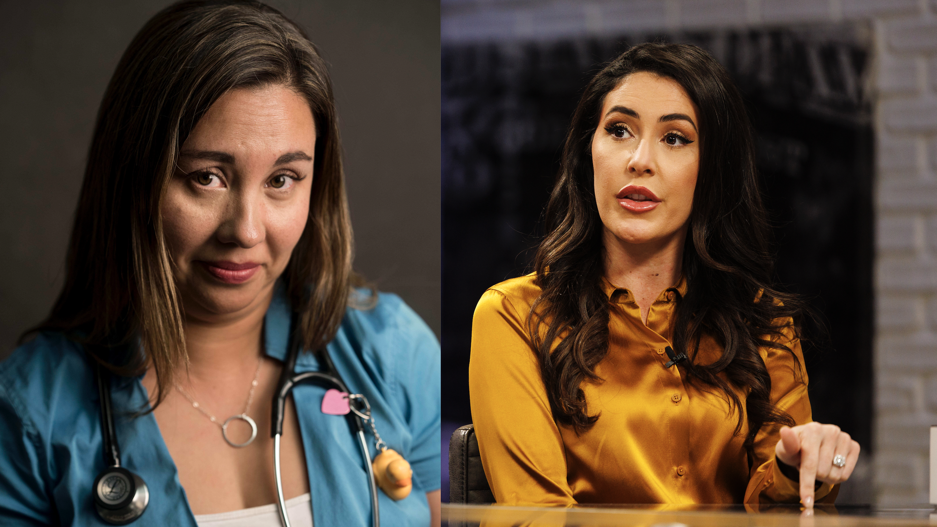 Pediatrician Dr. Yadira Caraveo, a Colorado Democrat, is pictured next to Anna Paulina Luna, a Florida Republican in side-by-side photos.