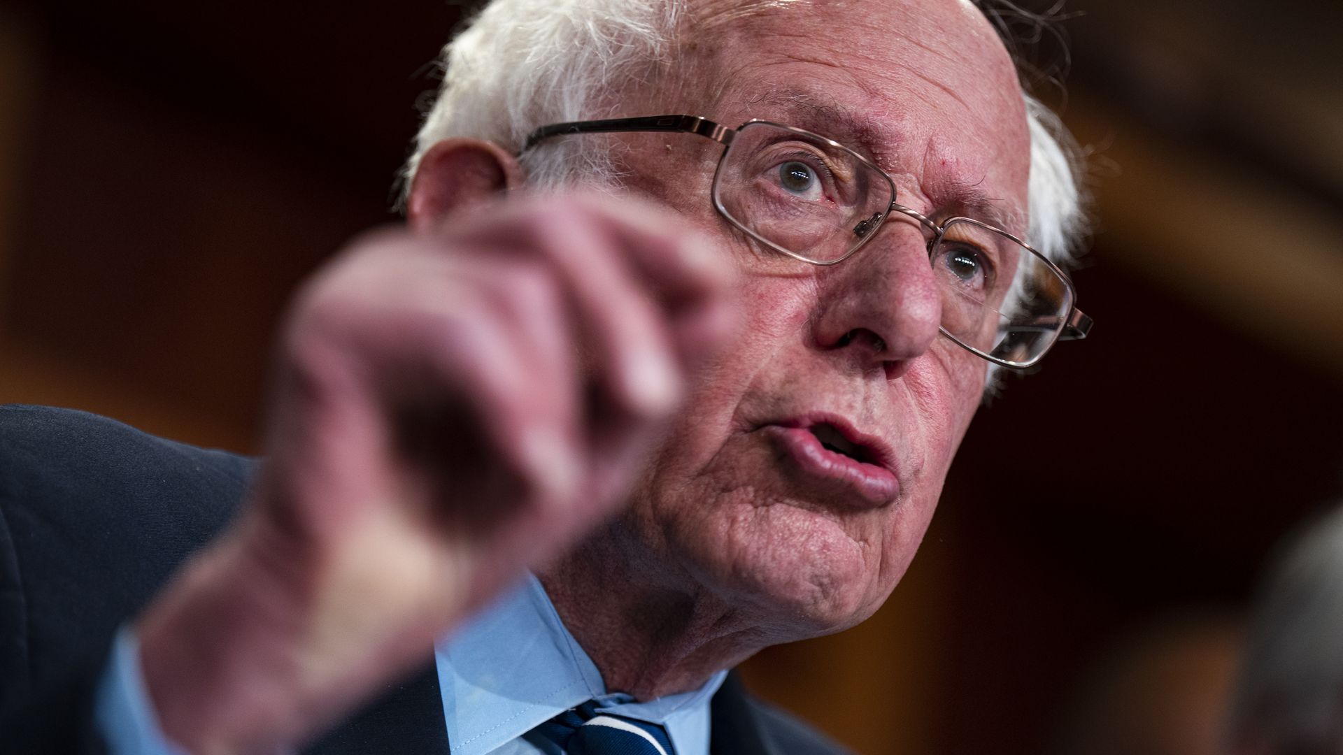 Vermont Sen. Bernie Sanders (I) speaking in the Capitol in May 2023.