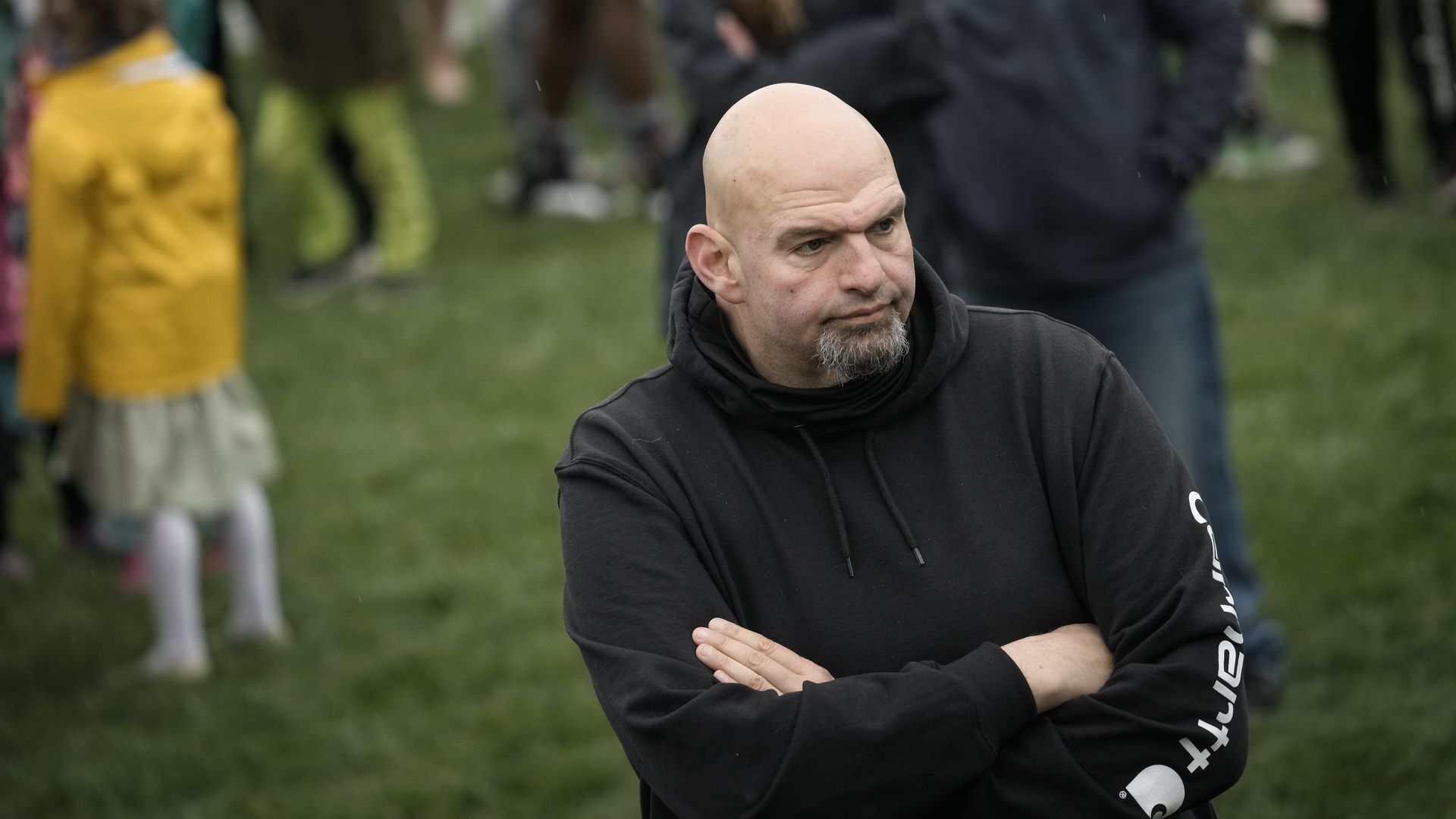 John Fetterman, Democrat nominee for U.S. Senate in Pennsylvania, attends the Easter Egg Roll on the South Lawn of the White House on April 18, 2022 in Washington, DC.