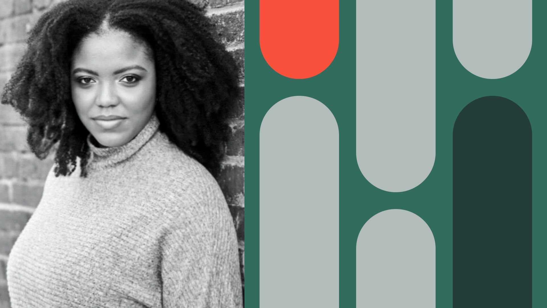 Photo illustration of Chante Harris surrounded by abstract shapes.