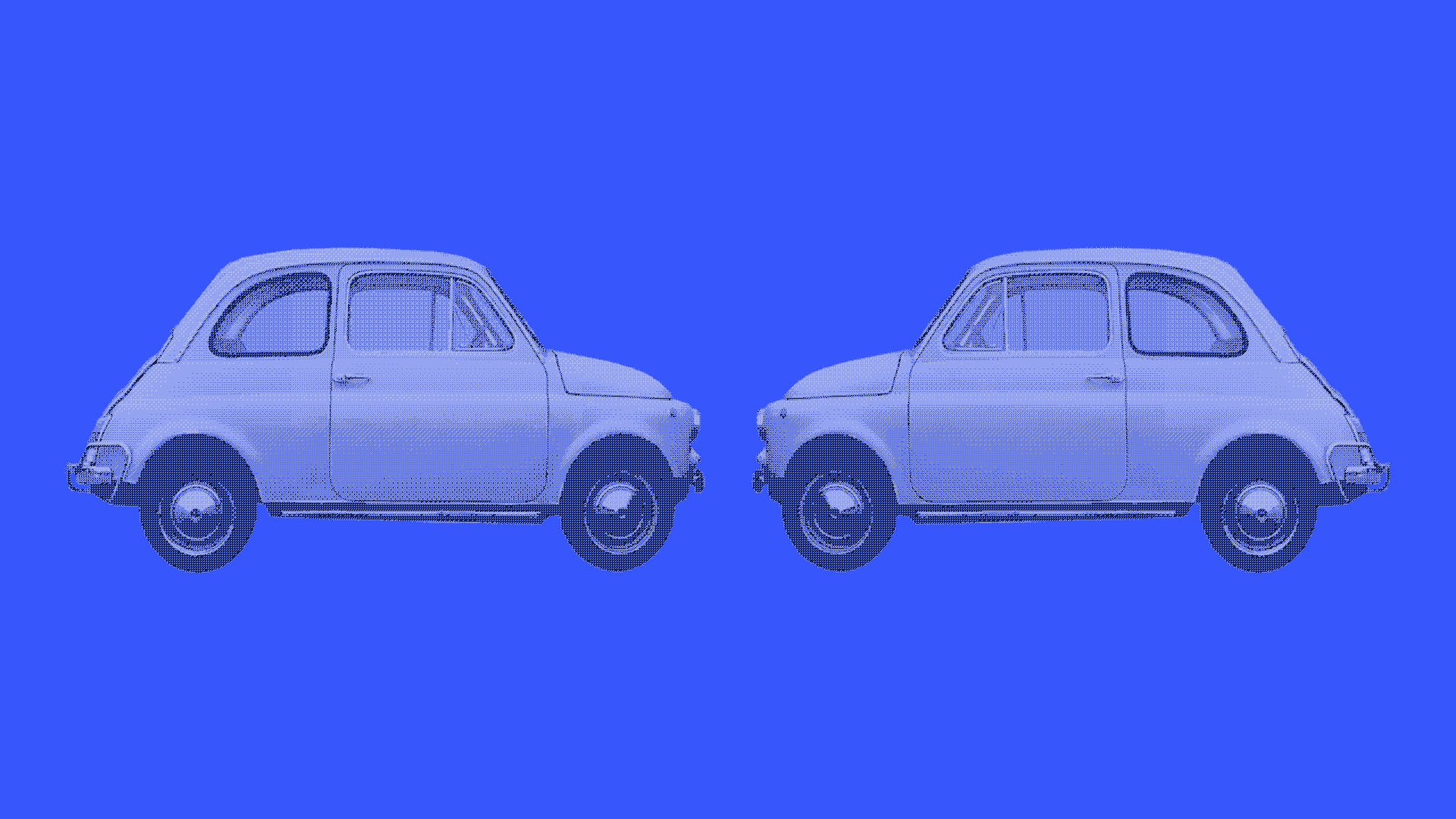 Animated gif of two cars driving past each other