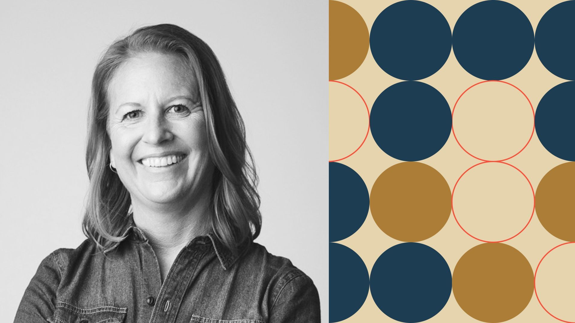 Photo illustration of Amy Hufft surrounded by abstract shapes.