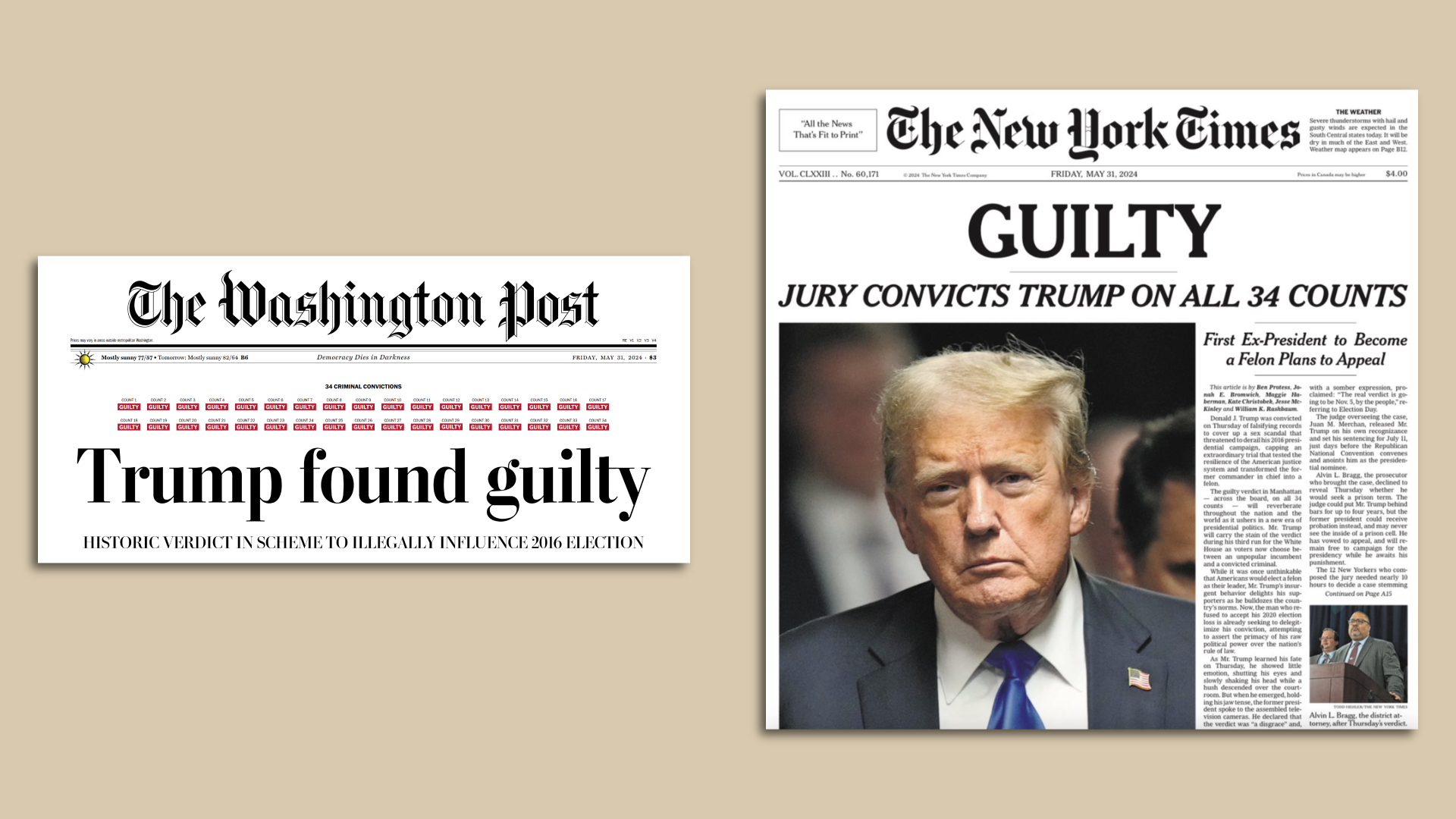 This morning's Washington Post and New York Times front pages