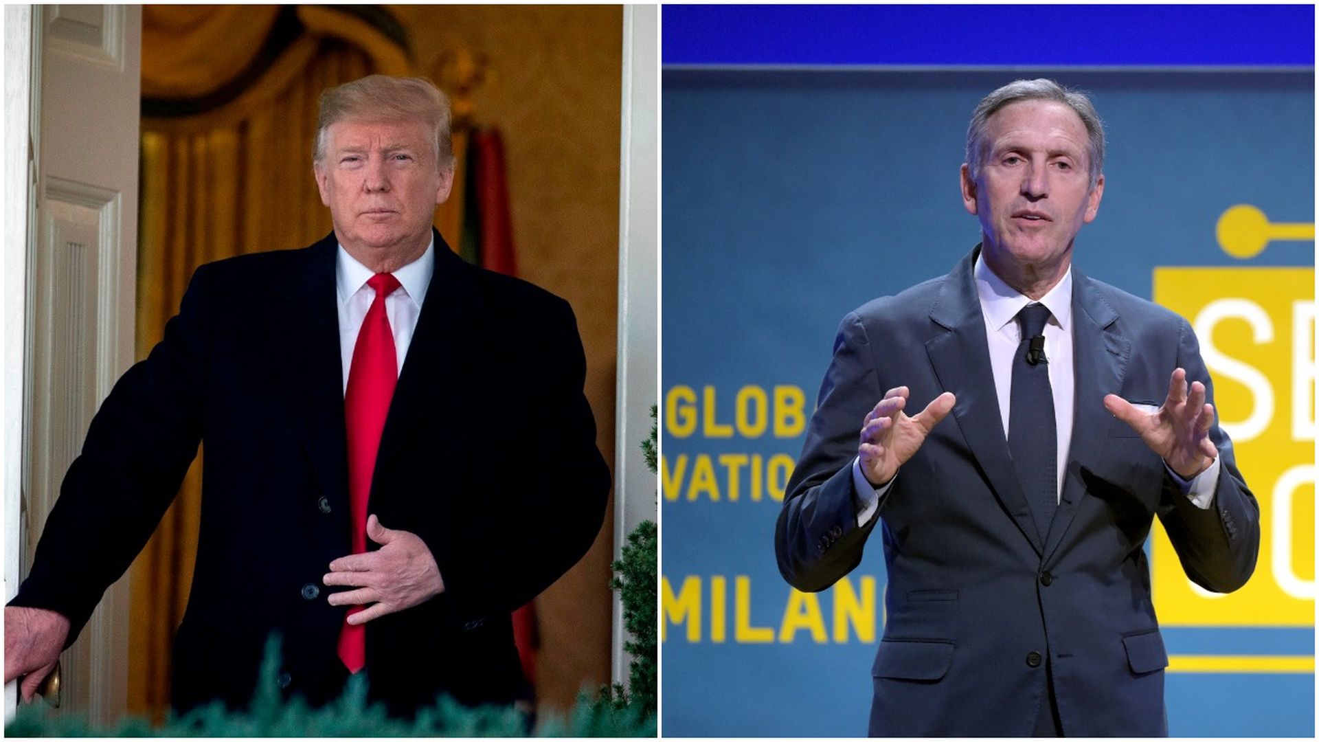 Cropped photo of President Trump and Howard Schultz