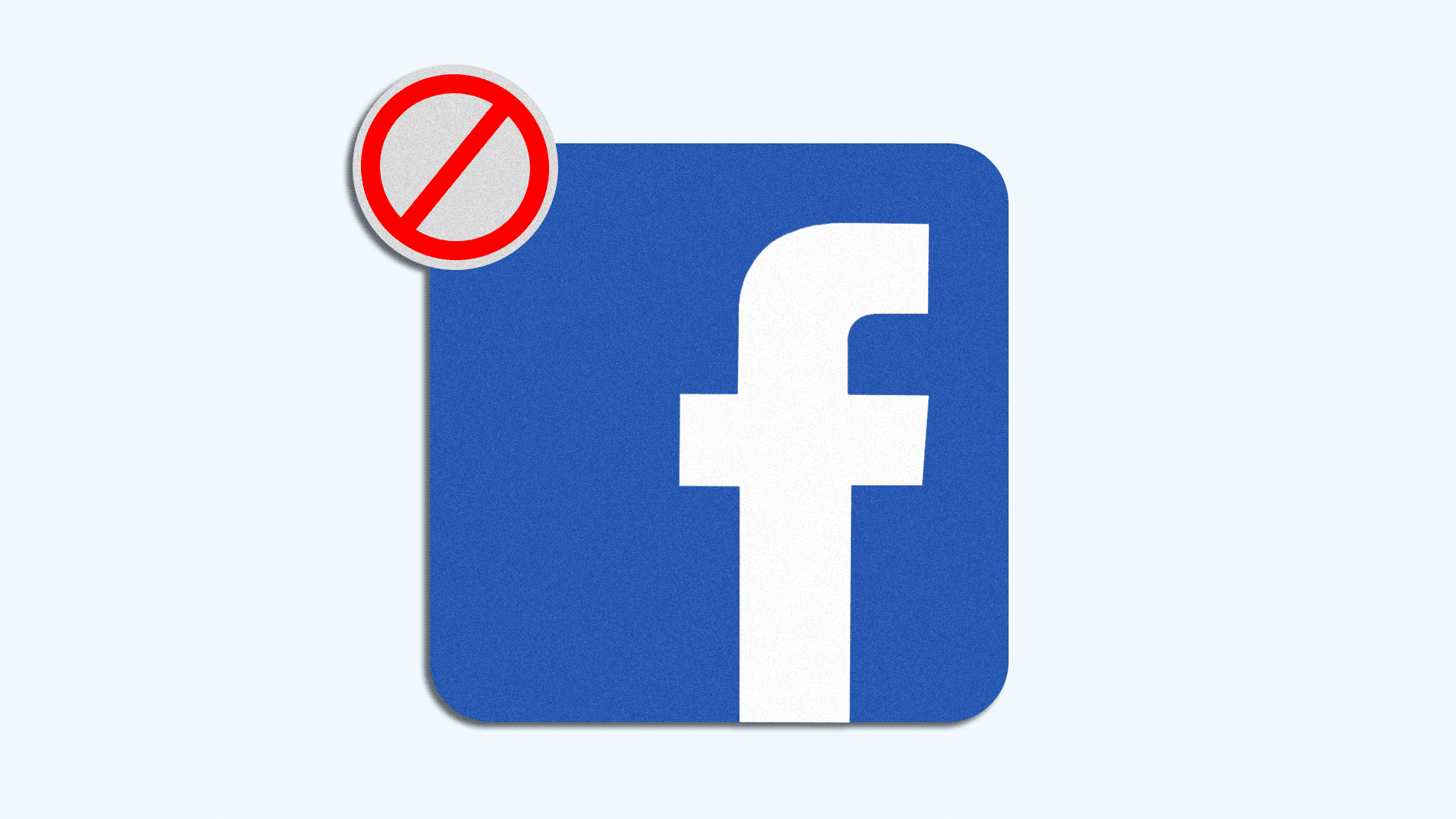 Animated GIF of a facebook AP button with a "no" symbol in the upper left corner