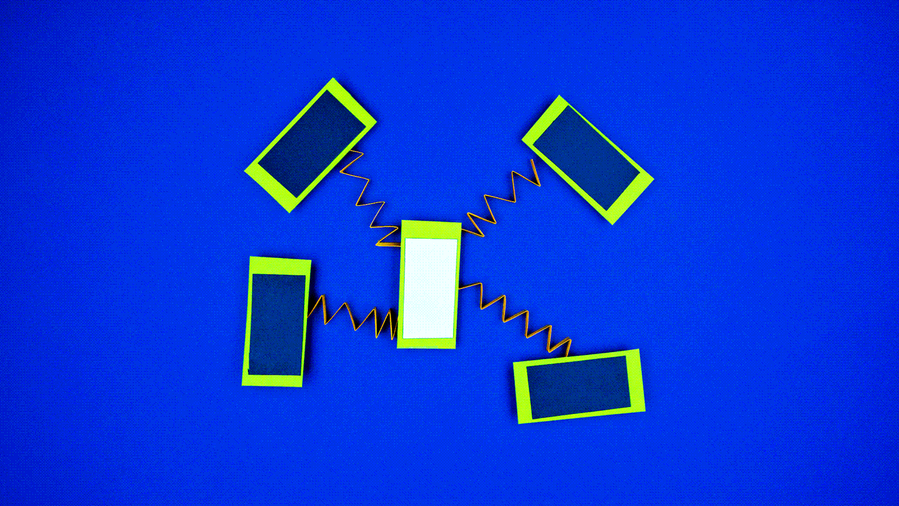 A GIF of 5 phones lighting on and off.