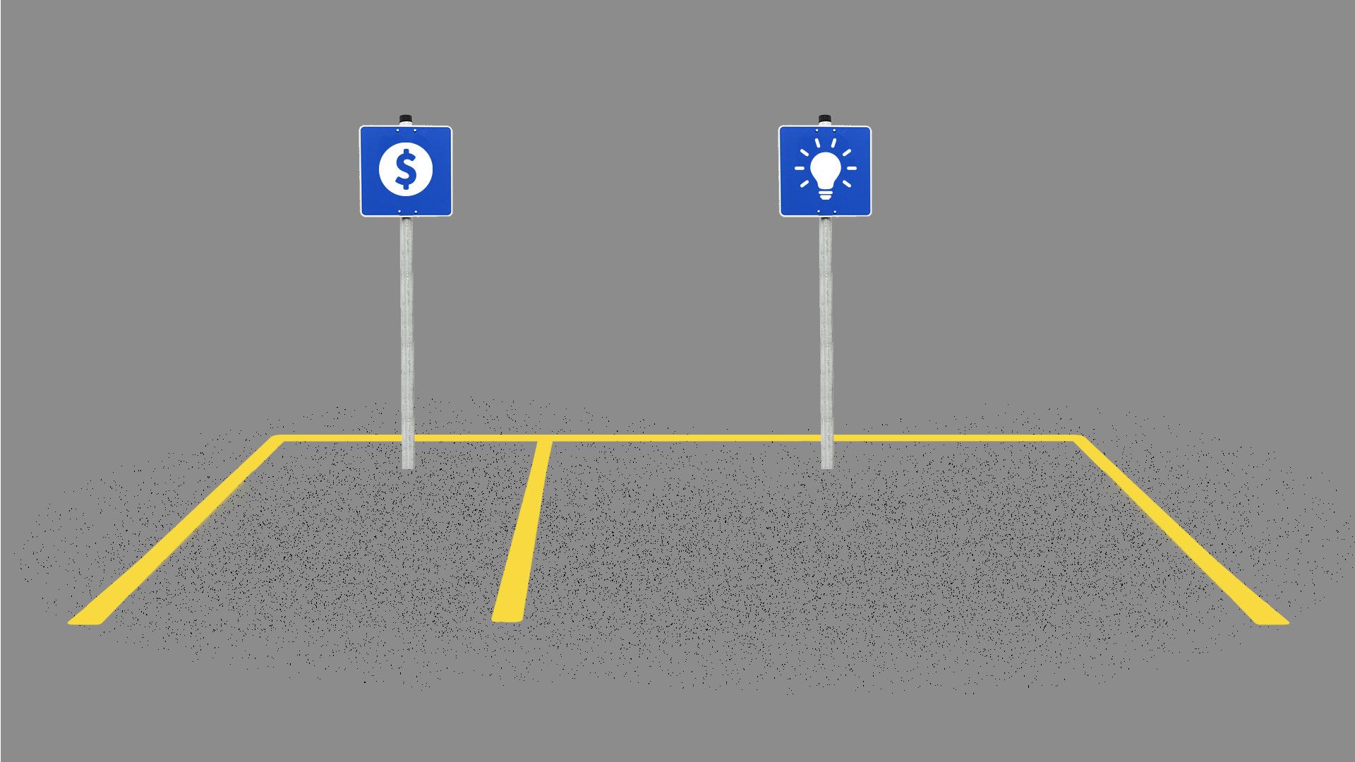 Illustration of two parking spaces, one marked for founders the other for investors. The founders spot is twice as large.