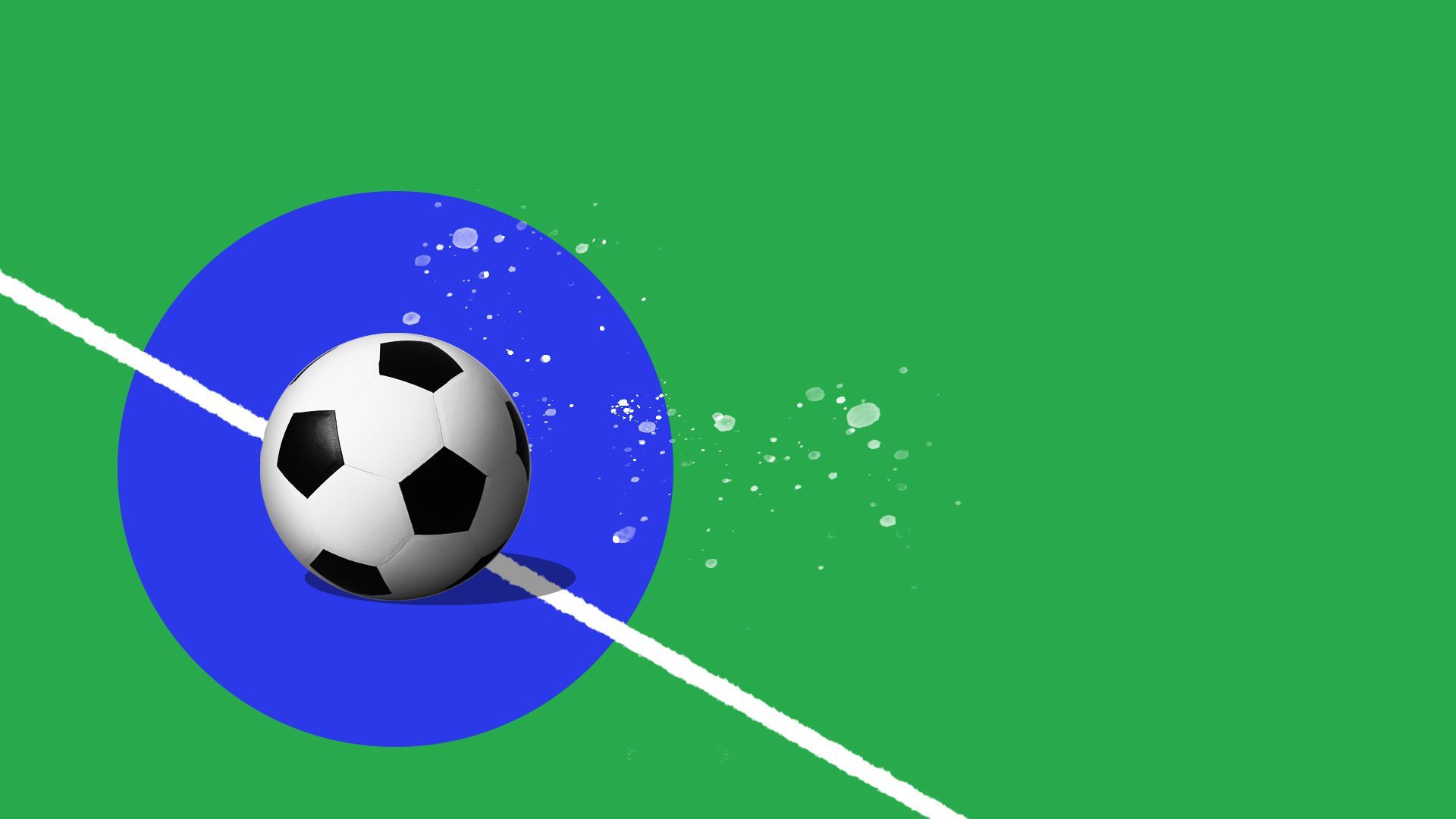 Illustration of a soccer ball on an abstract field.