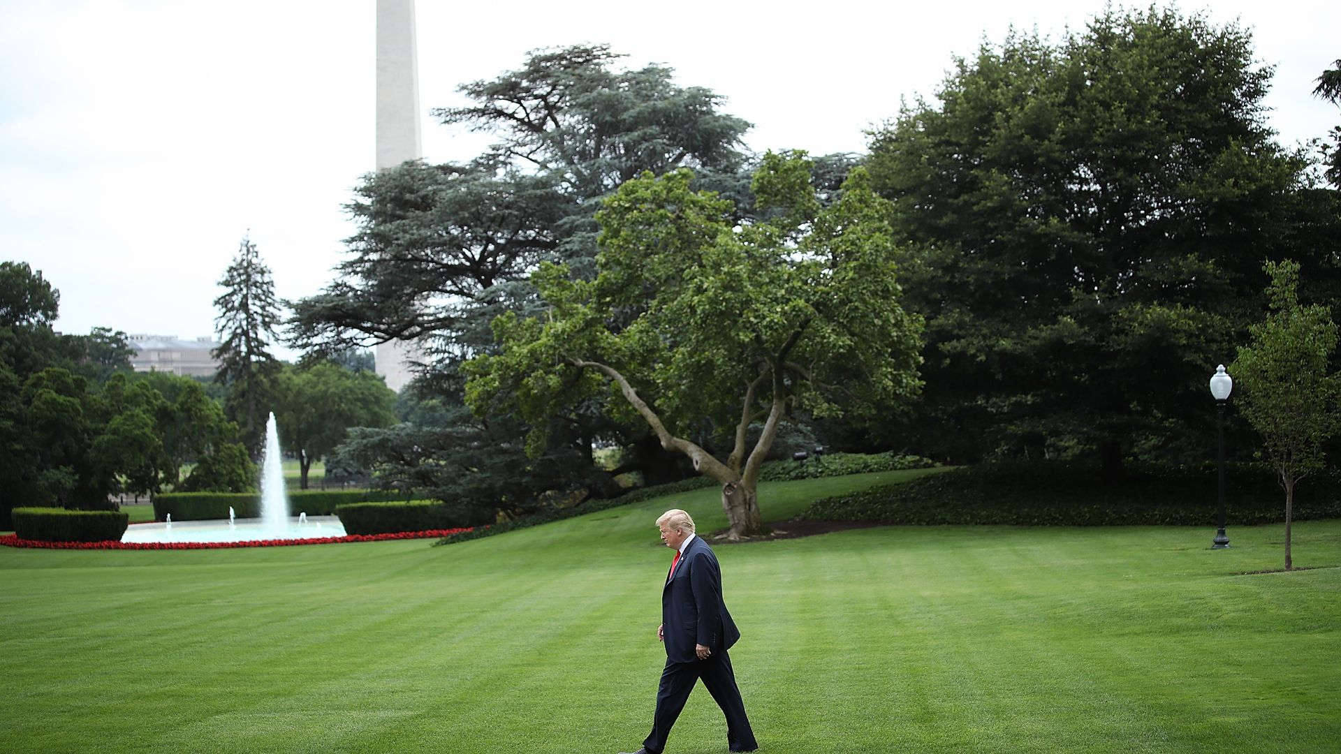Donald Trump walking by himself.