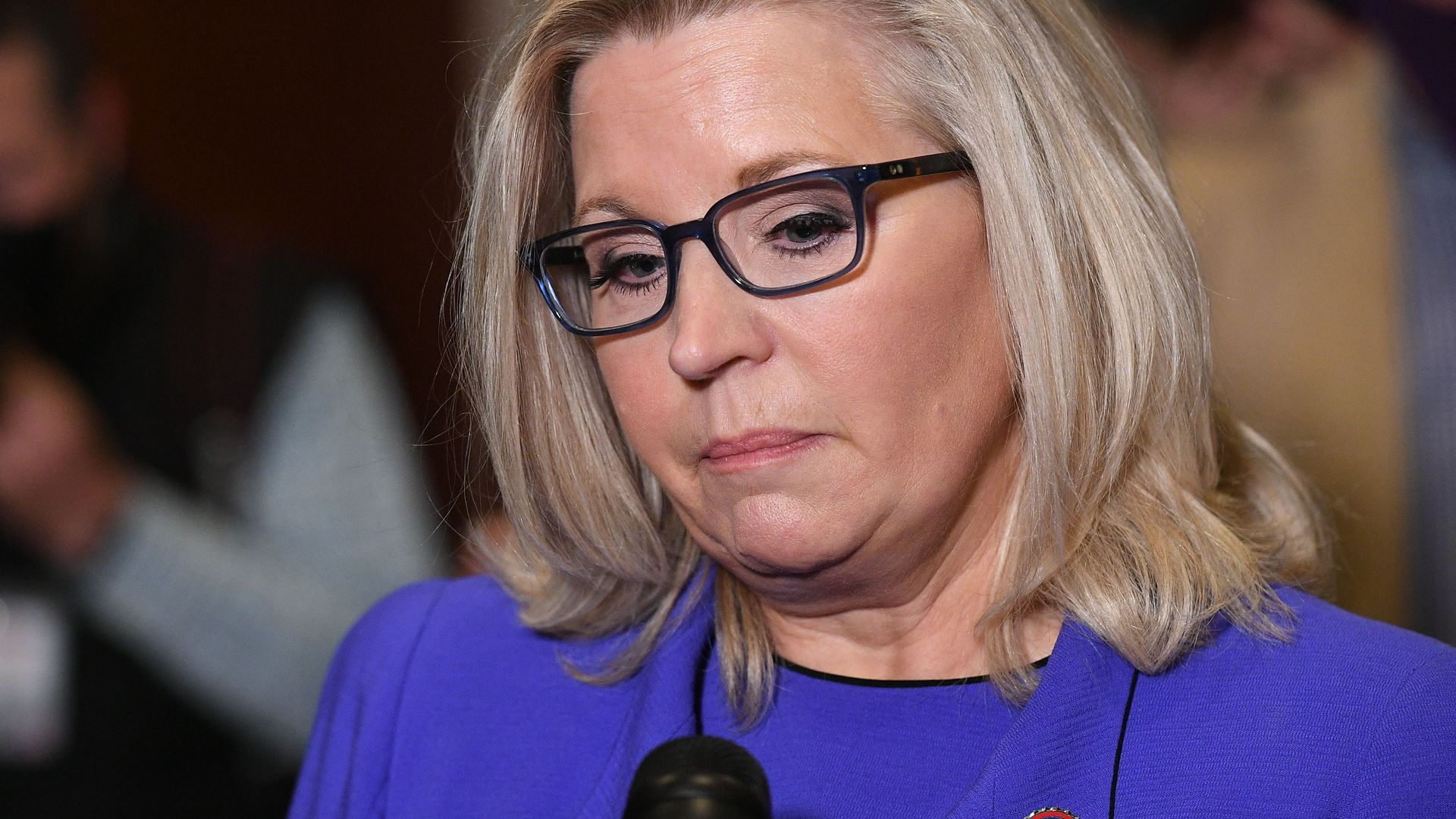 Wyoming Rep. Liz Cheney speaks to the media.