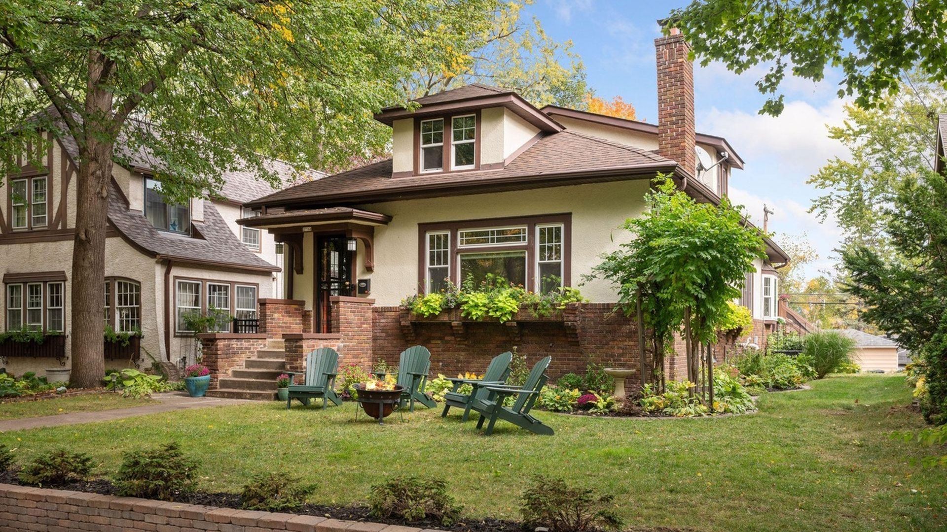 exterior of two toned house with brick trim