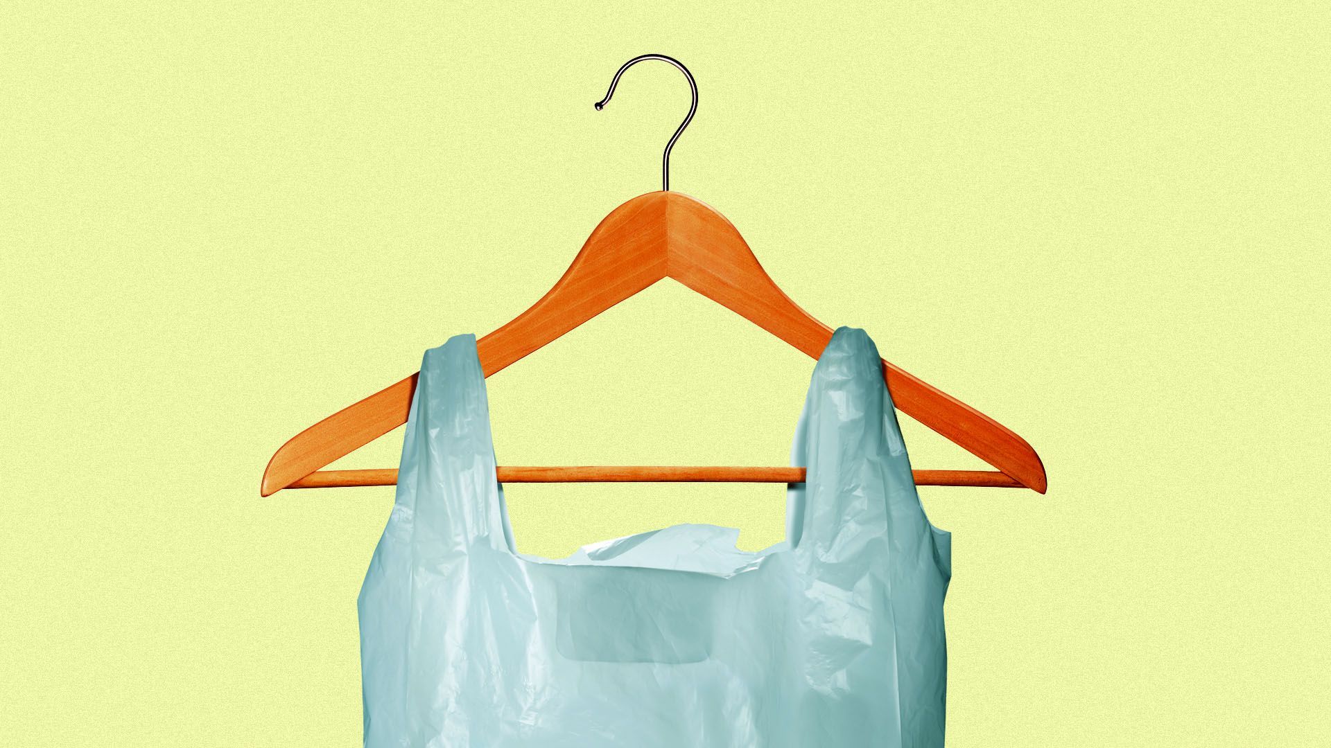 Illustration of a plastic bag on a coat hanger