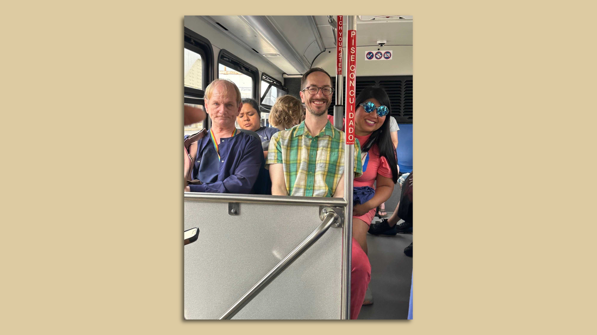 Freddie O'Connell on the bus. 