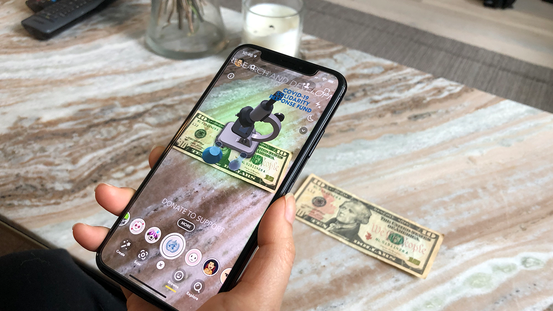 Donation being made via snapchat