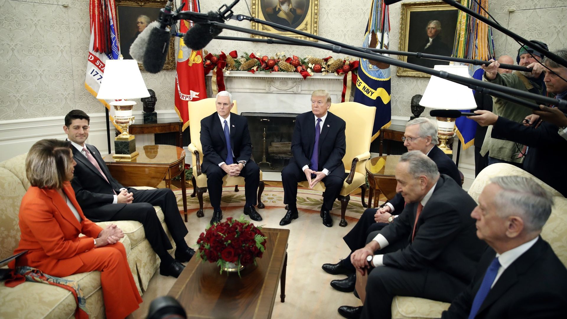 President Trump meets with bipartisan congressional leaders in the Oval Office