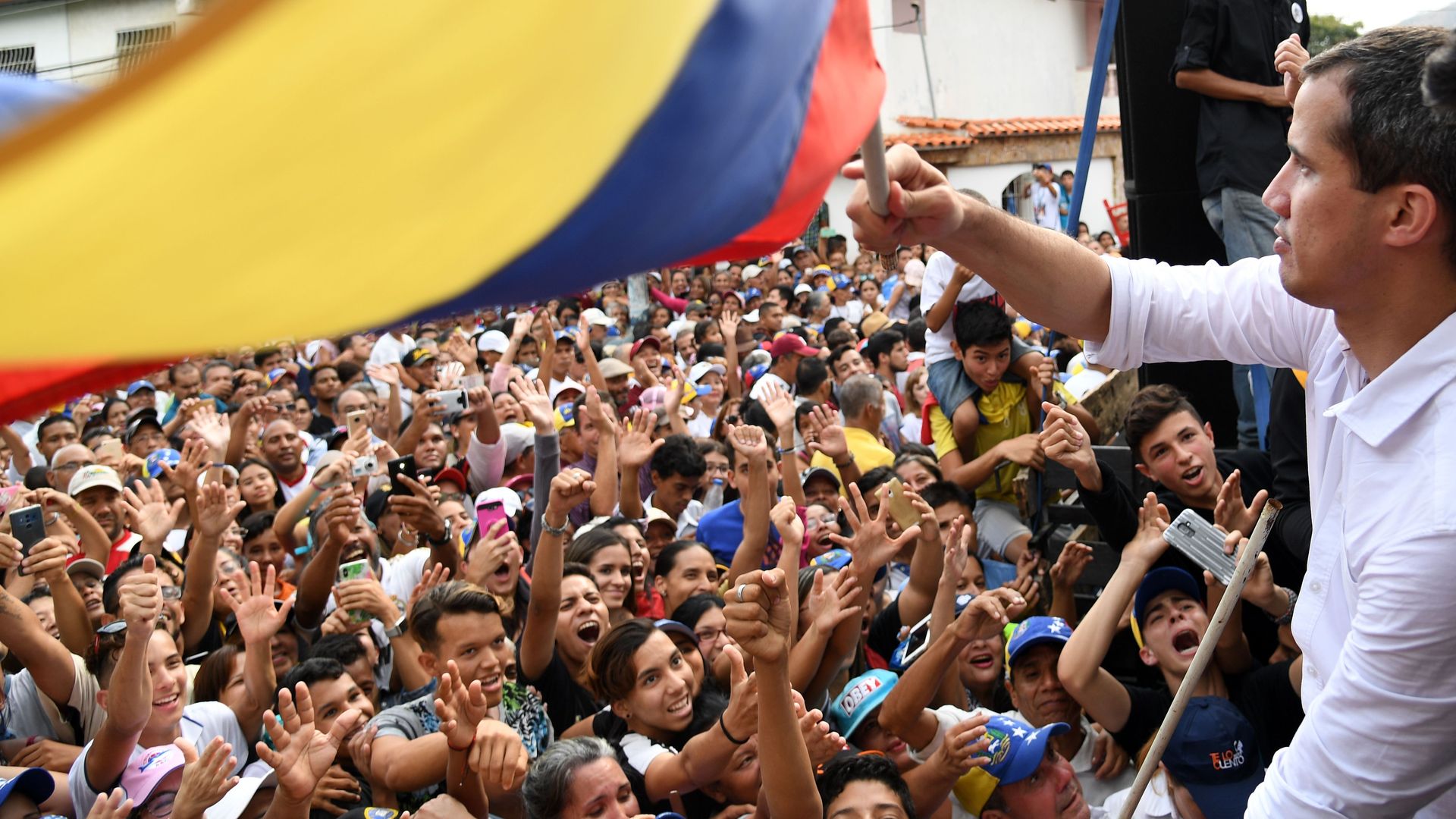 Venezuelan National Assembly President Juan Guaidó with supporters.