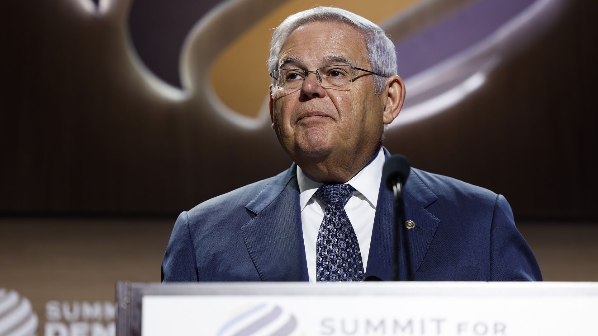 Sen. Robert Menendez (D-NJ) speaks during the Summit of Democracy 2023 on March 30, 2023 in Washington, DC.
