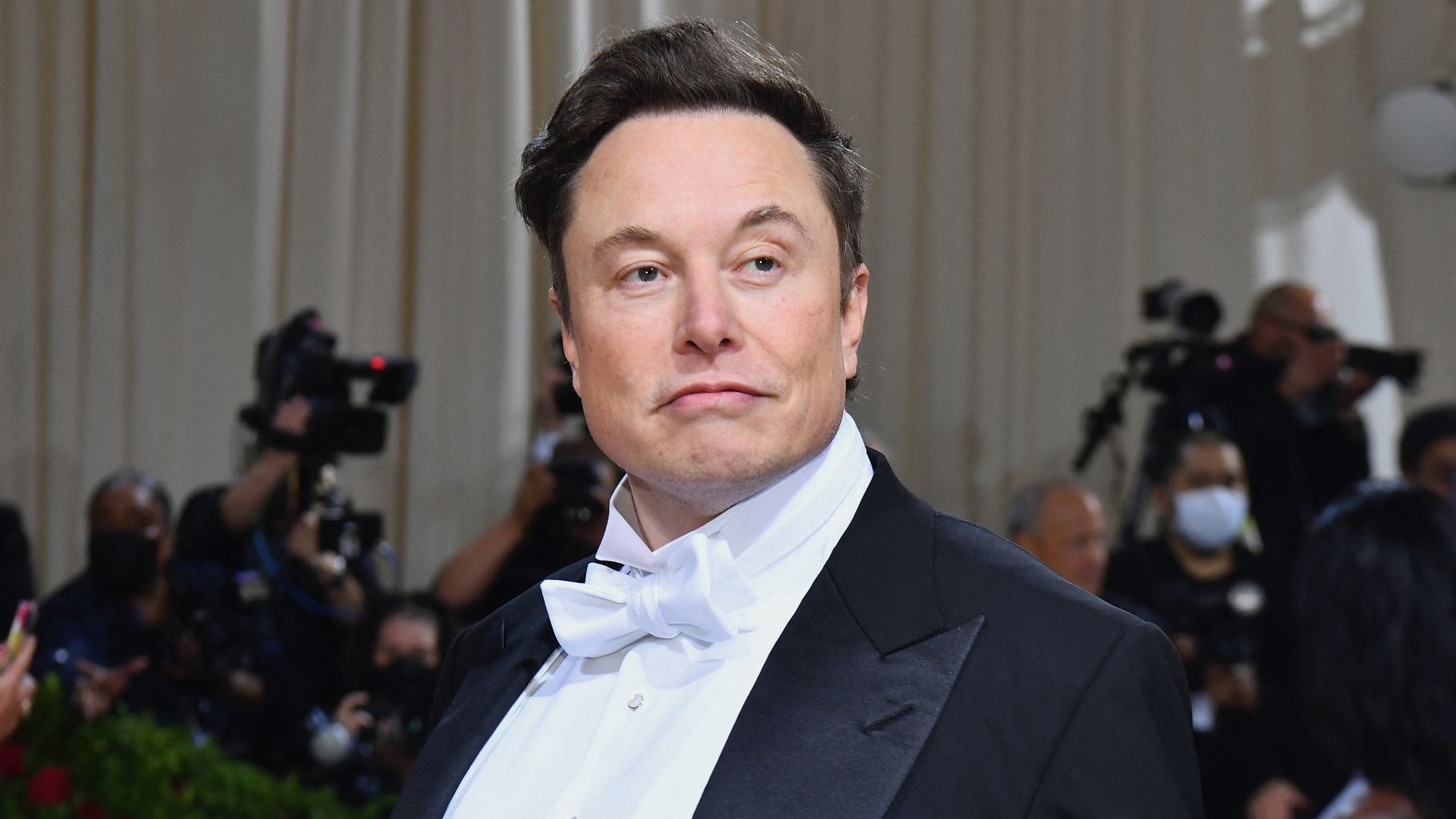 Elon Musk arrives for the 2022 Met Gala at the Metropolitan Museum of Art on May 2, 2022, in New York. 